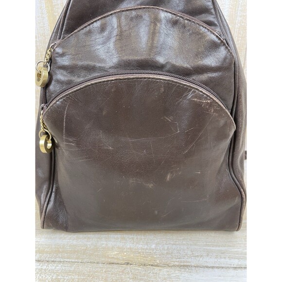 Perlina NY Women\'s Small Brown Adjustable Strap Multi-Pocket Leather Backpack main image 12
